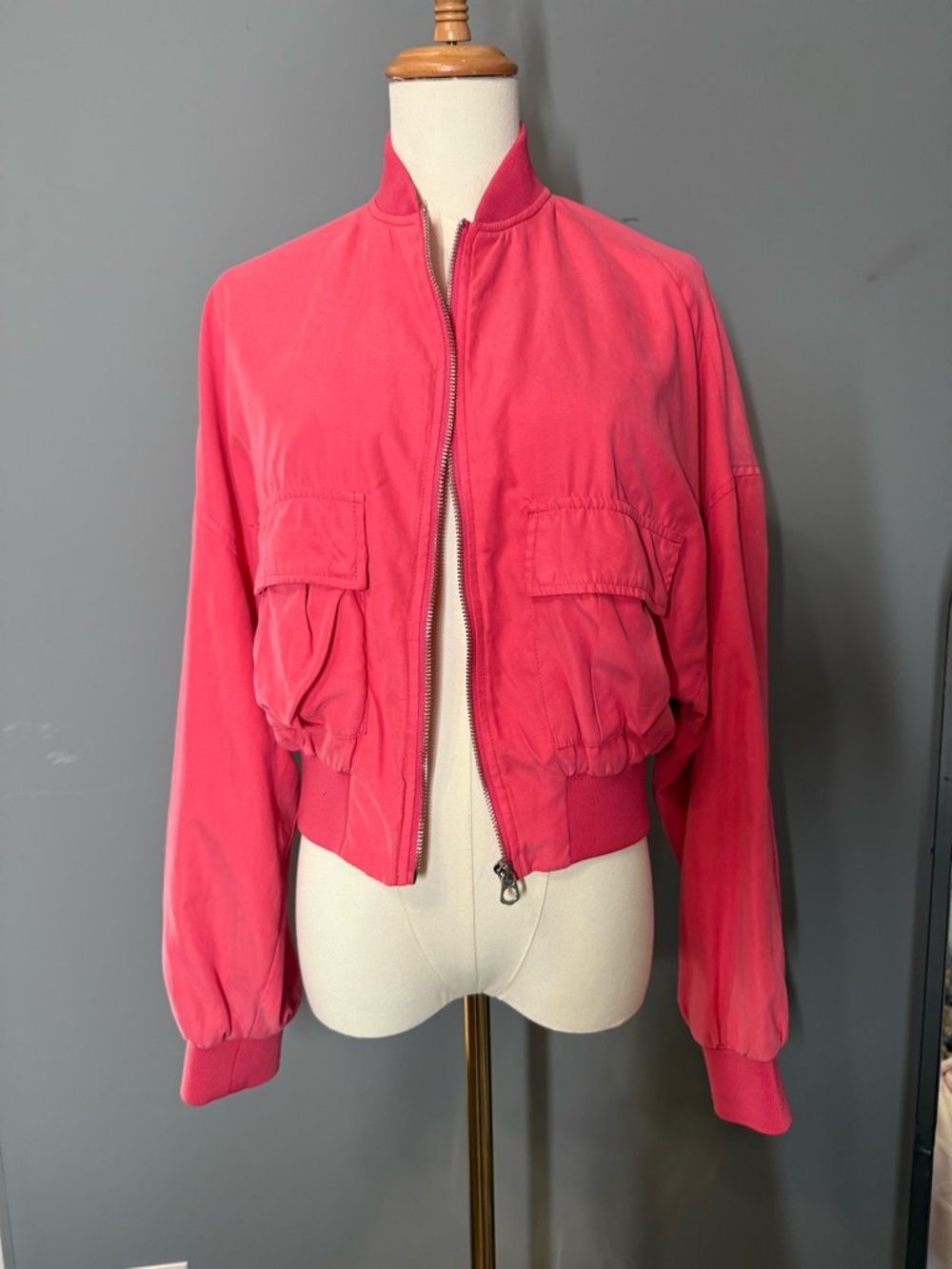 Bershka Bomber Jacket with Front Pockets - XS
